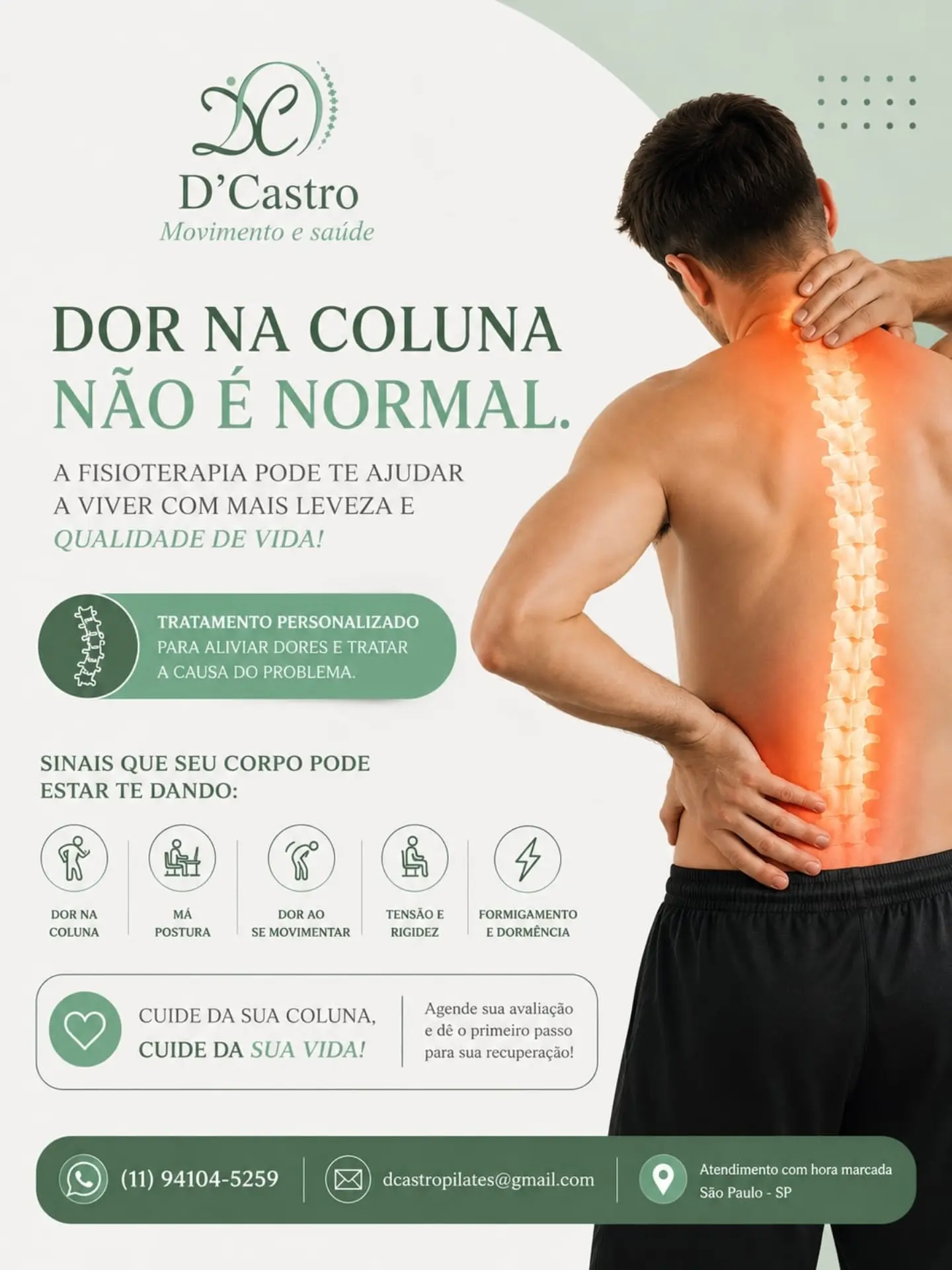 Arte sobre dor na coluna e como a fisioterapia pode ajudar