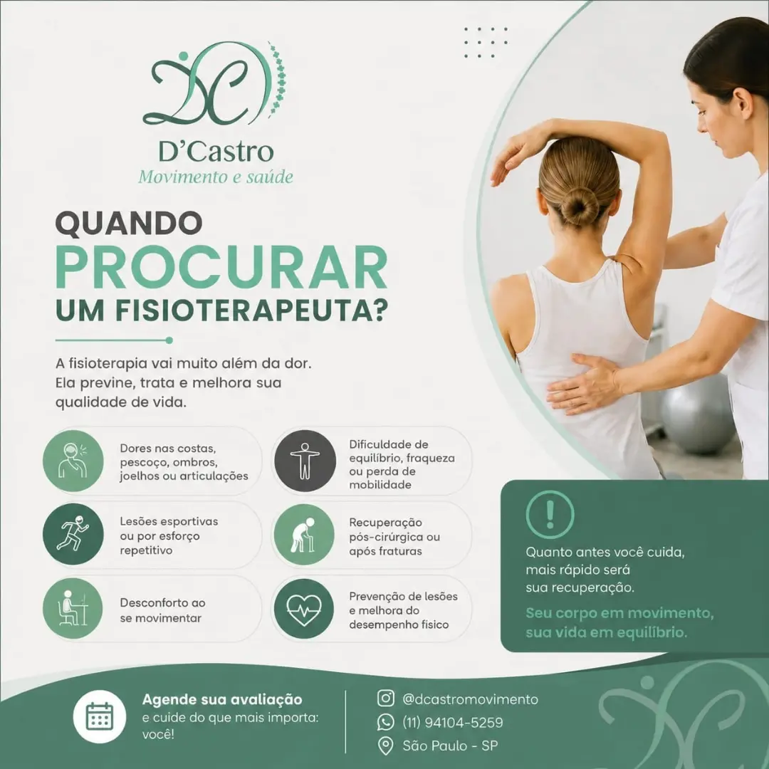 Arte educativa sobre quando procurar um fisioterapeuta